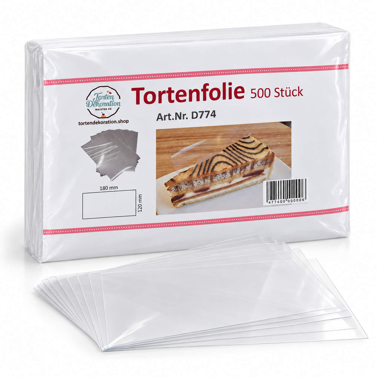 Tortenfolie transparent 180 × 120 mm – 500 Stück