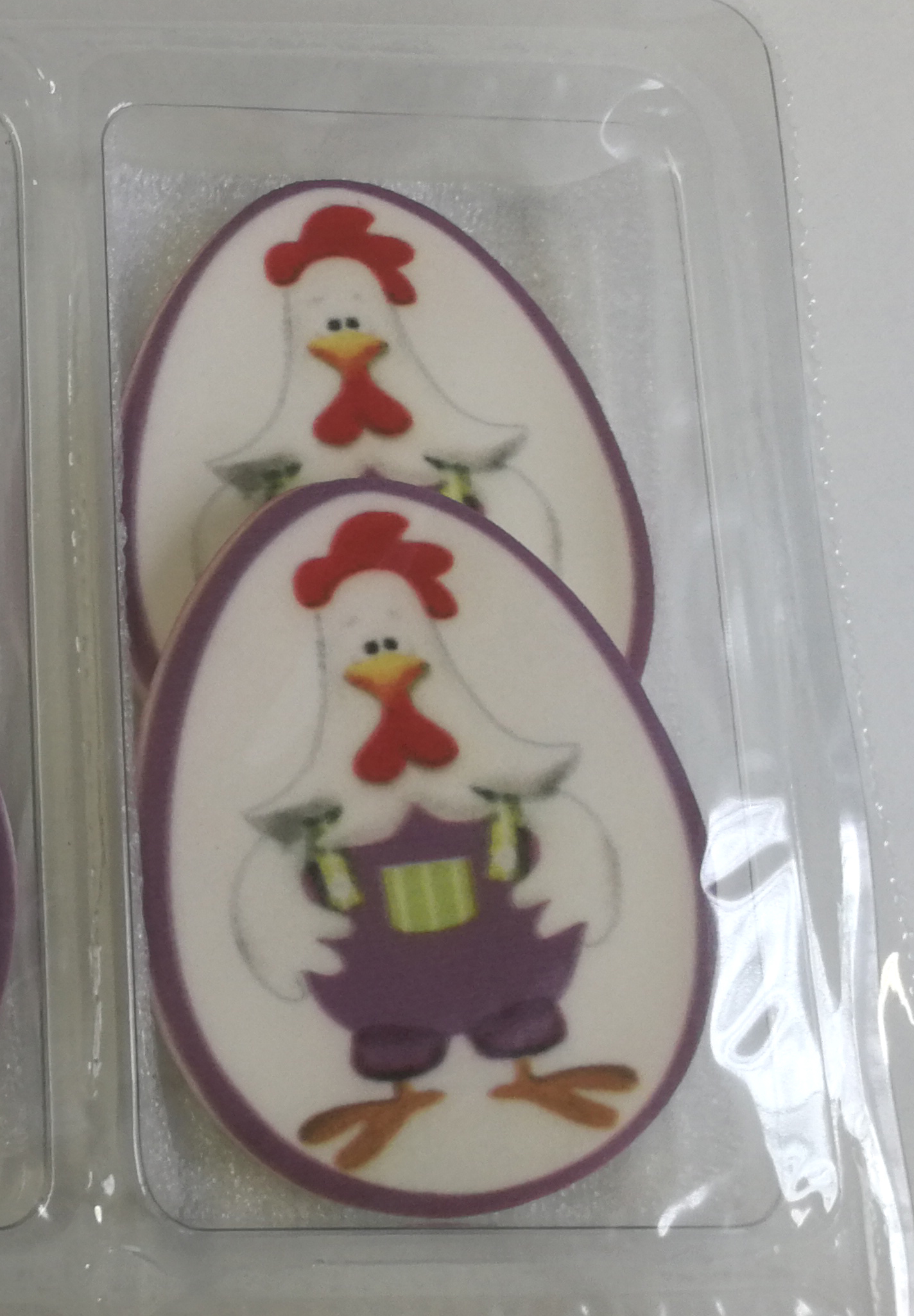 Zucker Eier Dekor mit Hahnmotiv 2 Stück