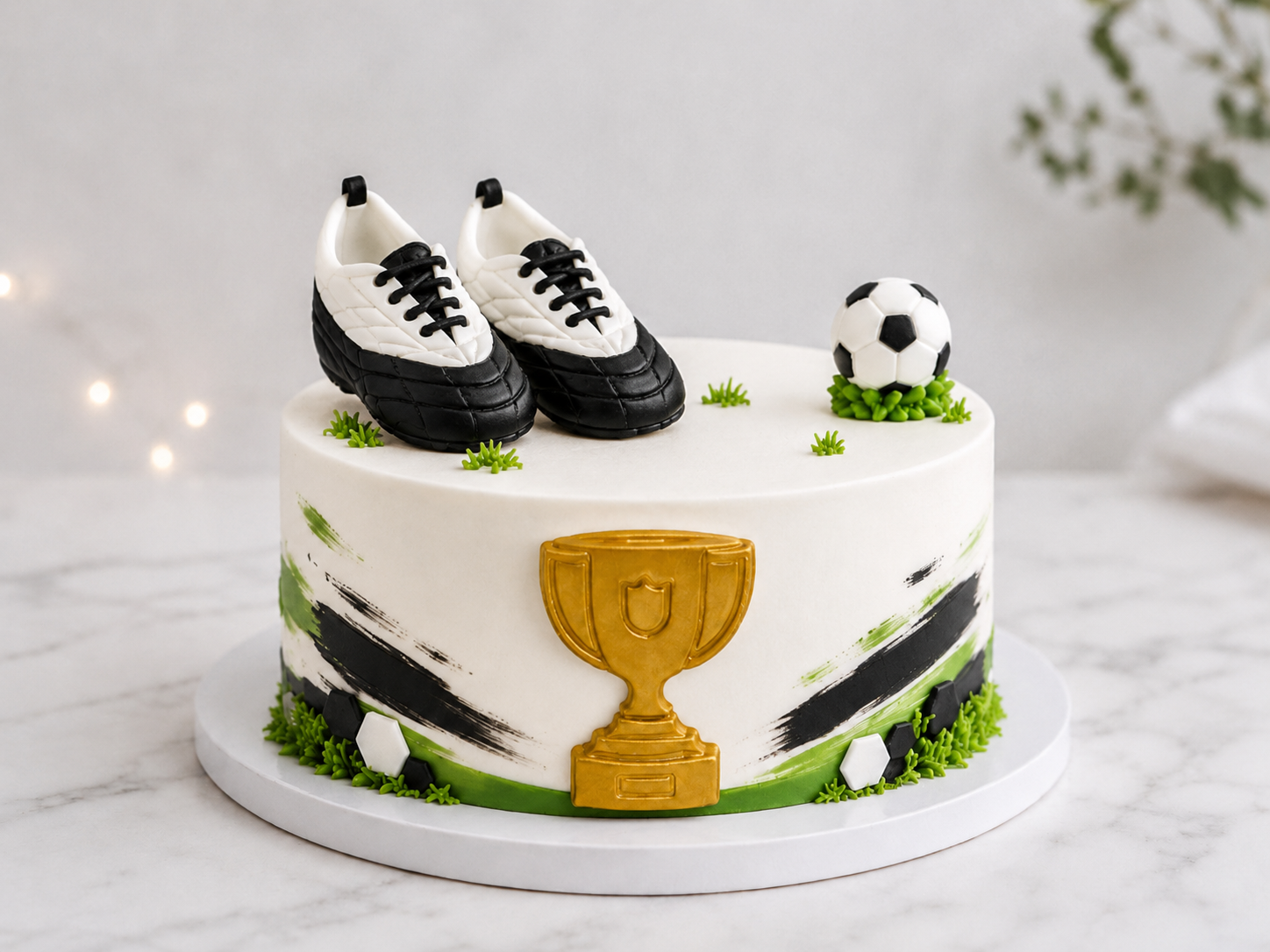 Essbares Fußball Tortendeko Set 4-teilig aus Zuckermasse