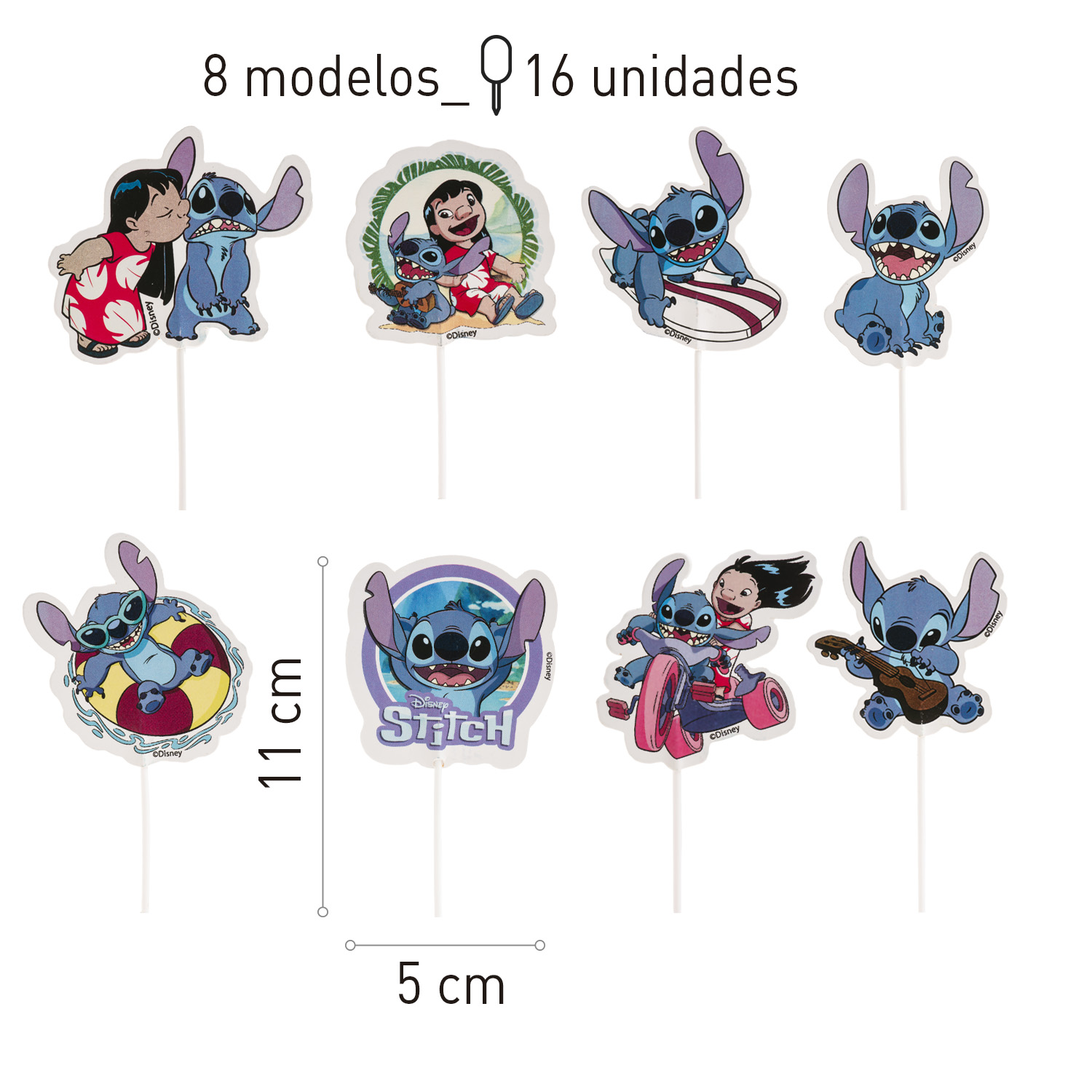 Cake Toppers „Stitch“ – 16-teiliges Set aus Papier Cake Toppers „Stitch“ – 16-teiliges Set aus Papier