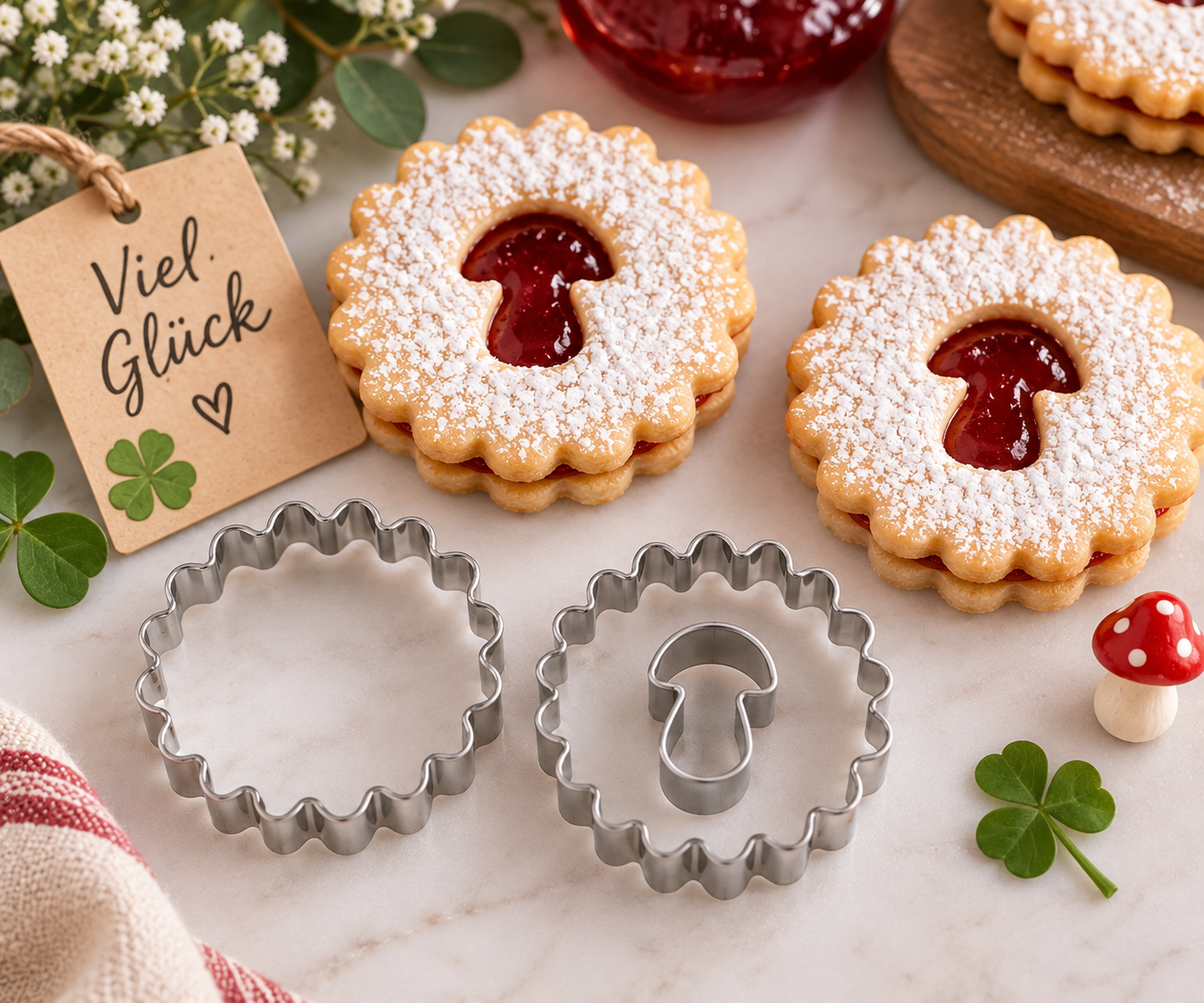Linzer Ausstecher Kreis gewellt mit Pilz – 2-teilig B0