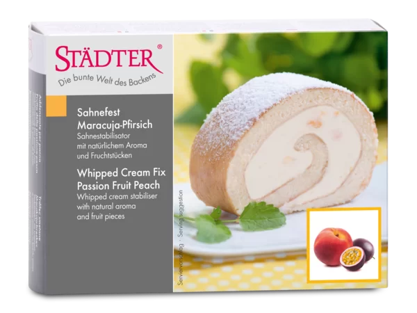 Sahnefest Maracuja-Pfirsich 125 g – Sahnestabilisator mit Fruchtstücken