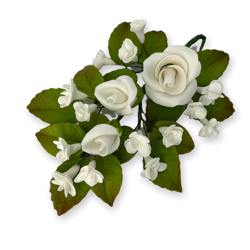 Zuckerblumen-Bouquet  „Rosenranke“ Weiß – handgemacht