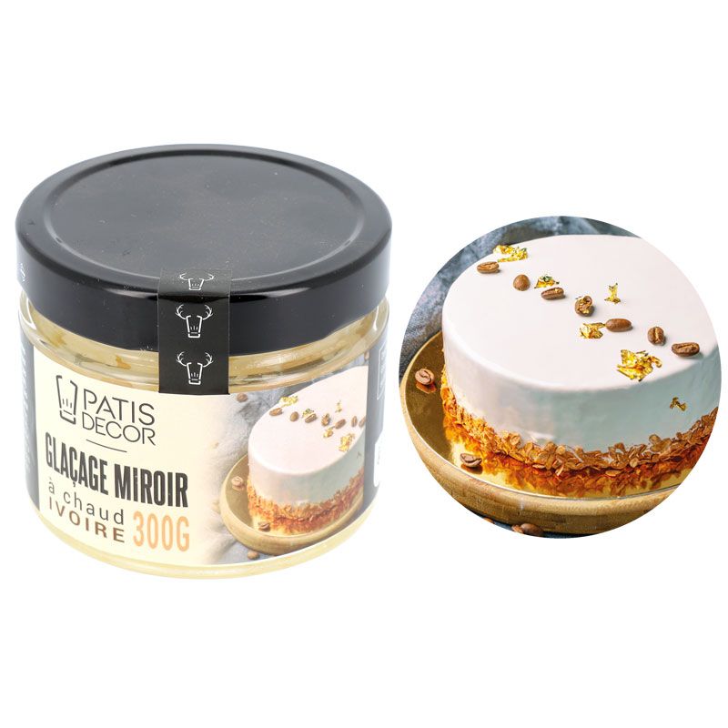 Ivory Mirror Glaze 300 g – Gebrauchs­fertige elfenbeinfarbene Spiegelglasur für Torten & Desserts