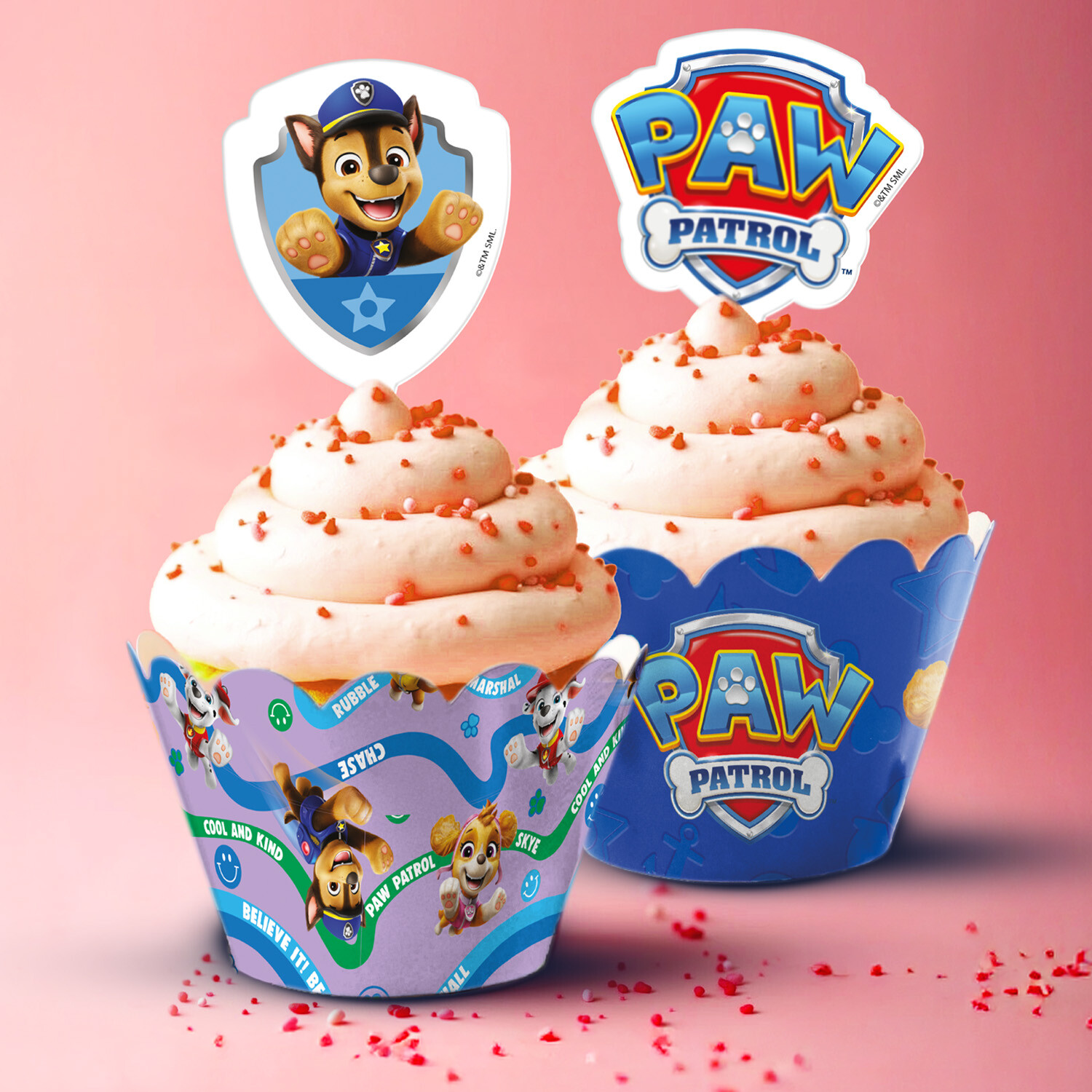 Paw Patrol Cupcakewraps & Topper Set – Muffinförmchen mit Cupcake-Wrappern für Kindergeburtstag
