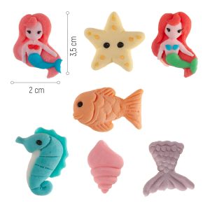 Zuckerdekoration Meerjungfrau – 7-teiliges Set 