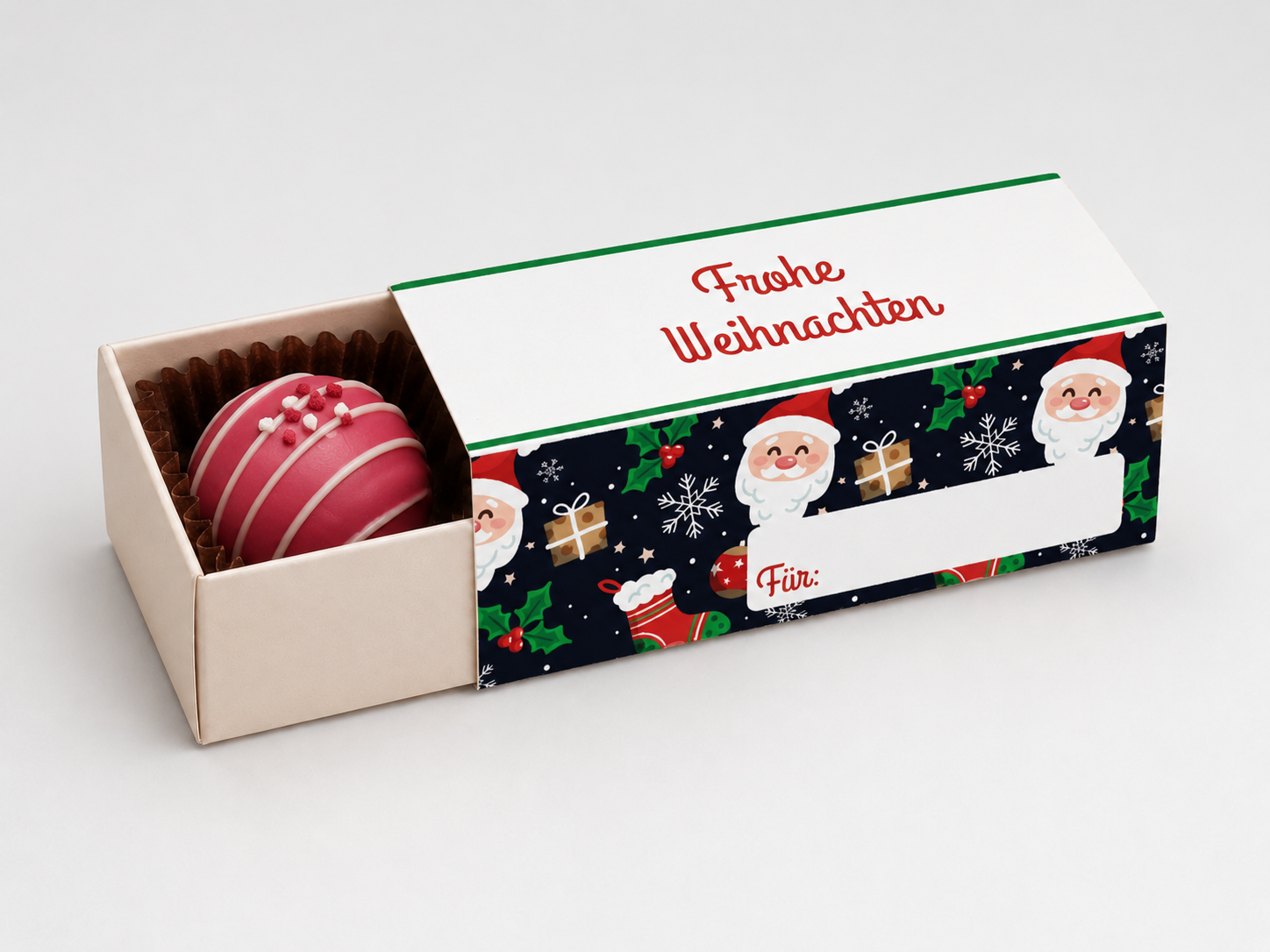 Pralinenverpackung Frohe Weihnachten – festliche Geschenkbox für Pralinen - 3er Set