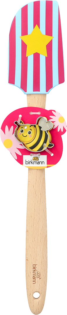 Teigschaber mit Bienenausstecher – Silikon Teigspatel mit Edelstahl-Ausstechform | Backhelfer für Frühling & Kindergeburtstag
