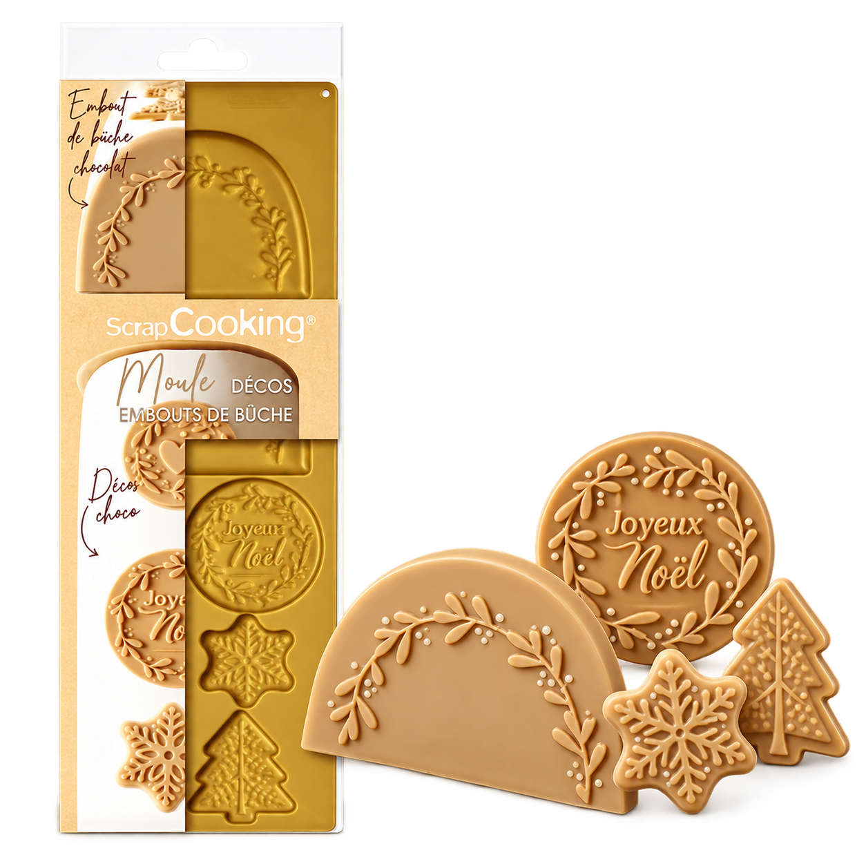 Silikonform für Bûchen-Endstücke & Schokoladendekore – für festliche Weihnachtsdesserts