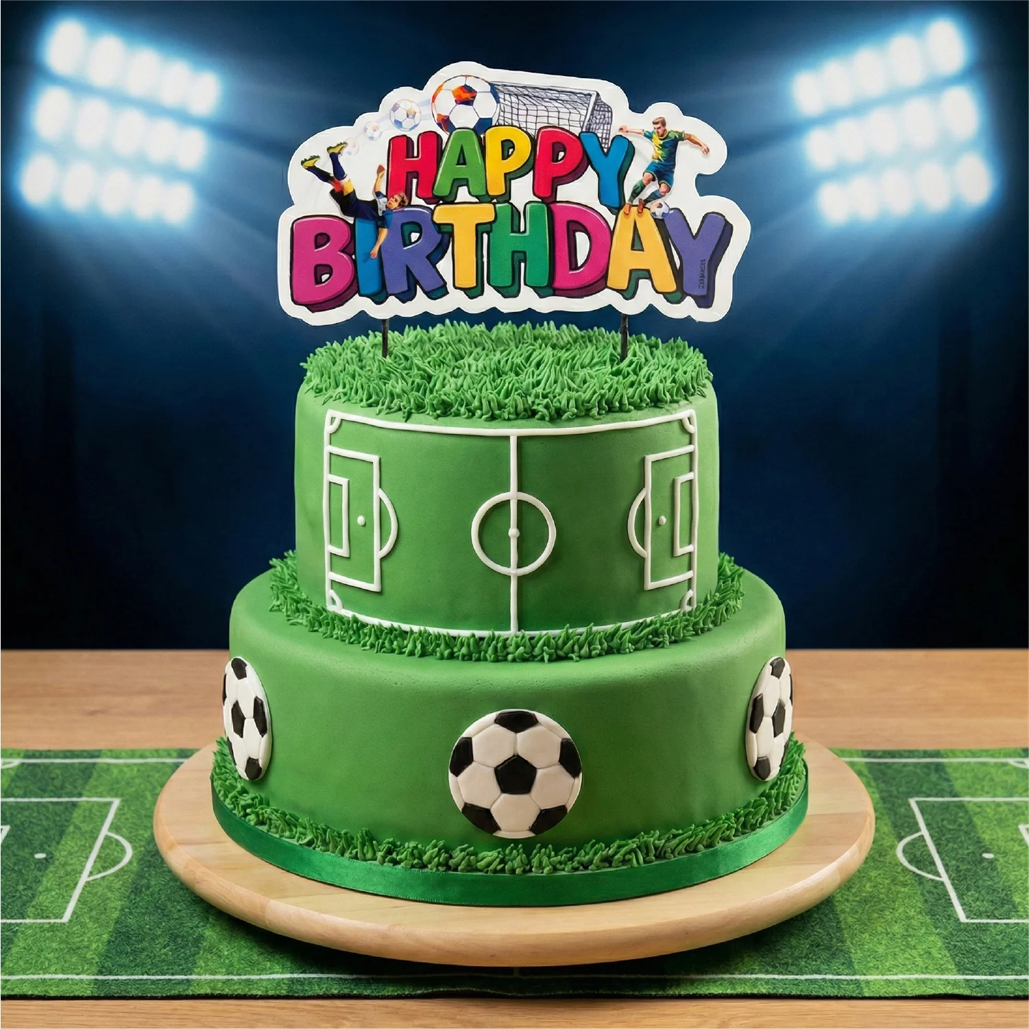 Fußball Caketopper 16,5 cm – Papier Tortenstecker für Geburtstag, Fußballparty & Motto-Torten