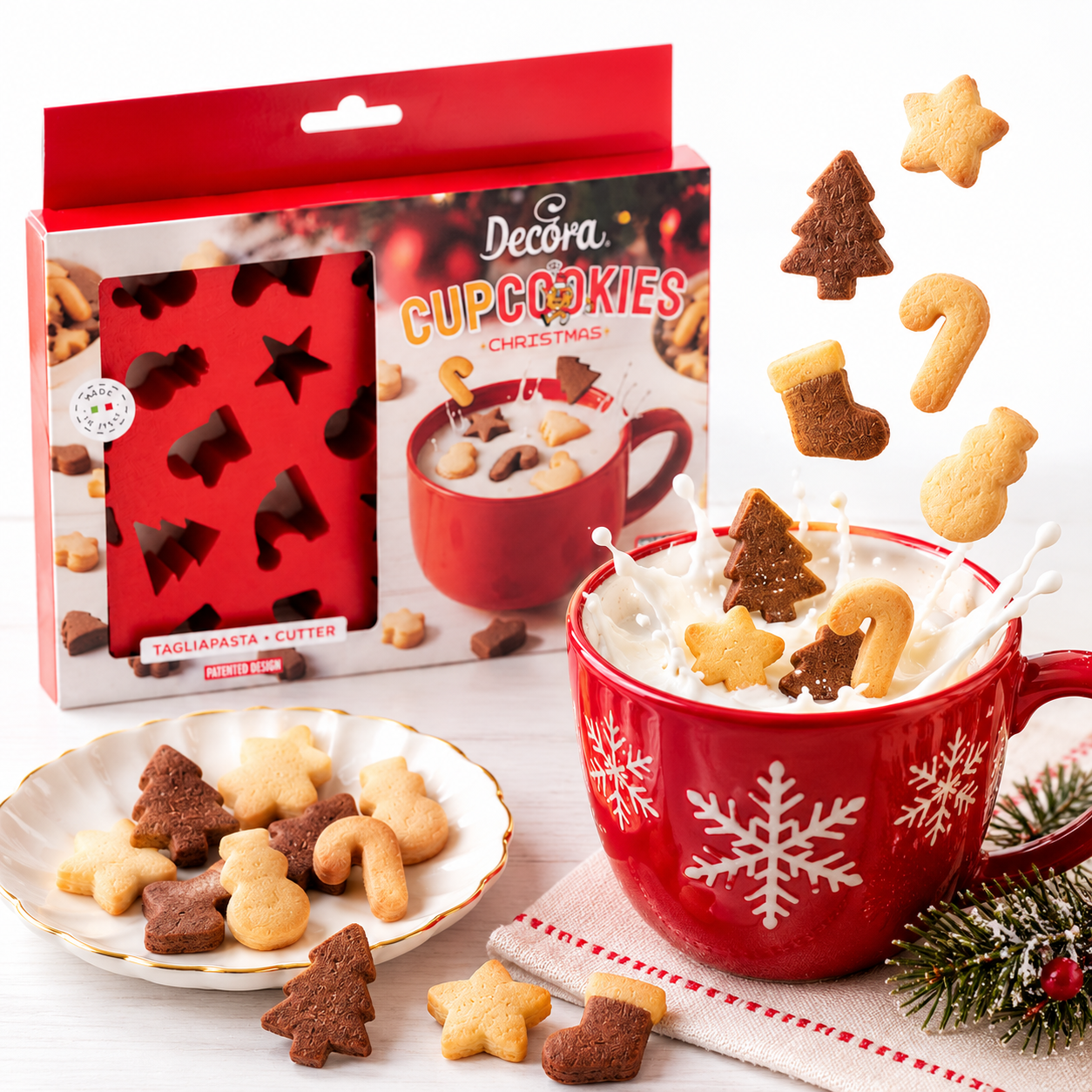 Decora Cup Cookies Christmas – Ausstecher für Tassenrand-Kekse, 22 Motive