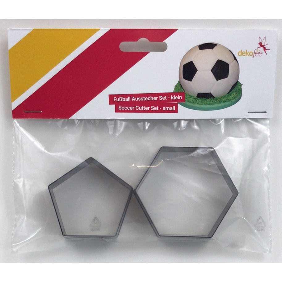 dekofee Fußball-Ausstecher Set/2 – Fondant-Ausstecher für Fußballmuster auf Dome-Torten