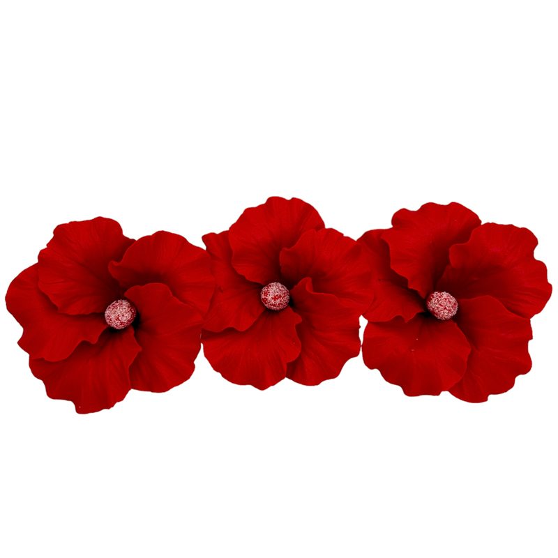 🌺 Essbare Zuckerblume „Hibiskus“ – 3er Set XXL, handgemacht