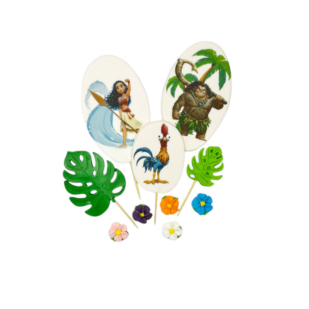 🌴 Essbare Tortendeko „Mohana“ – Zucker Tortendekoration Set