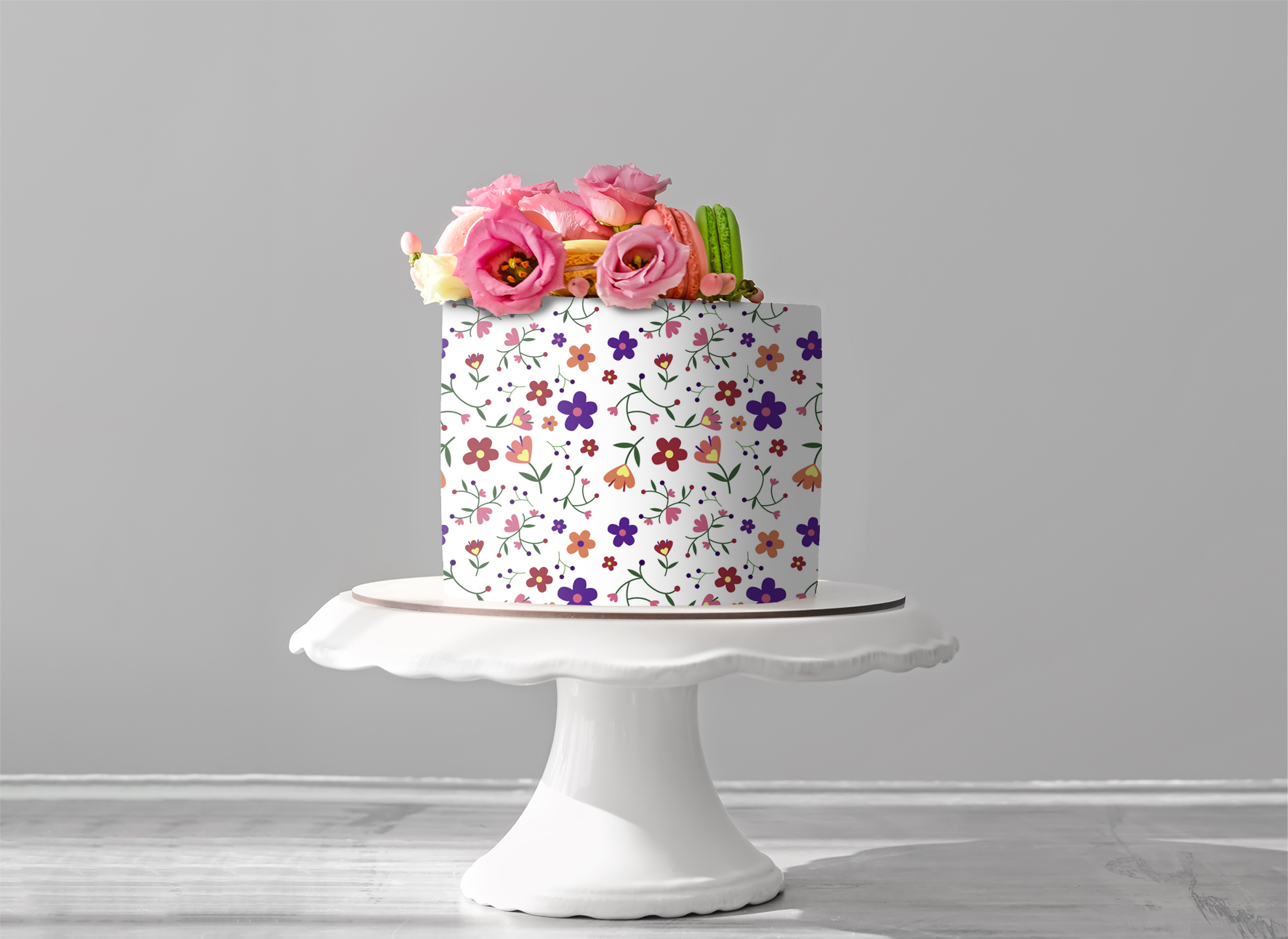 Deko Fondant | Blumenmuster bunt