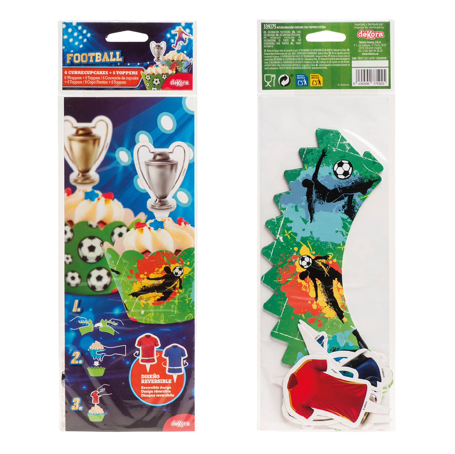 Fußball Cupcakeförmchen & Topper Set – Muffinförmchen mit Cupcake-Wrappern für Fußballparty