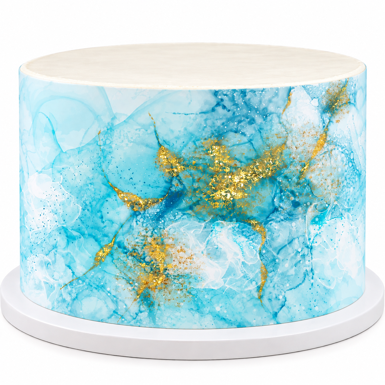 Deko Fondant Marmor Türkis-Gold – Alcohol Ink mit Goldadern