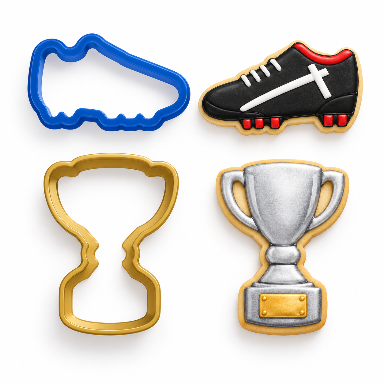 Ausstecher Fußballschuh & Pokal – 2-teiliges Fußball Keksausstecher Set