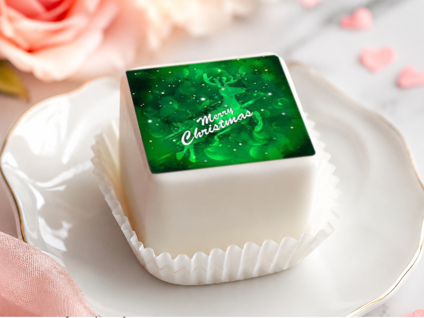 Petit Four & Punschkrapfen Aufleger Weihnachten – 35 Stück ca. 3 cm