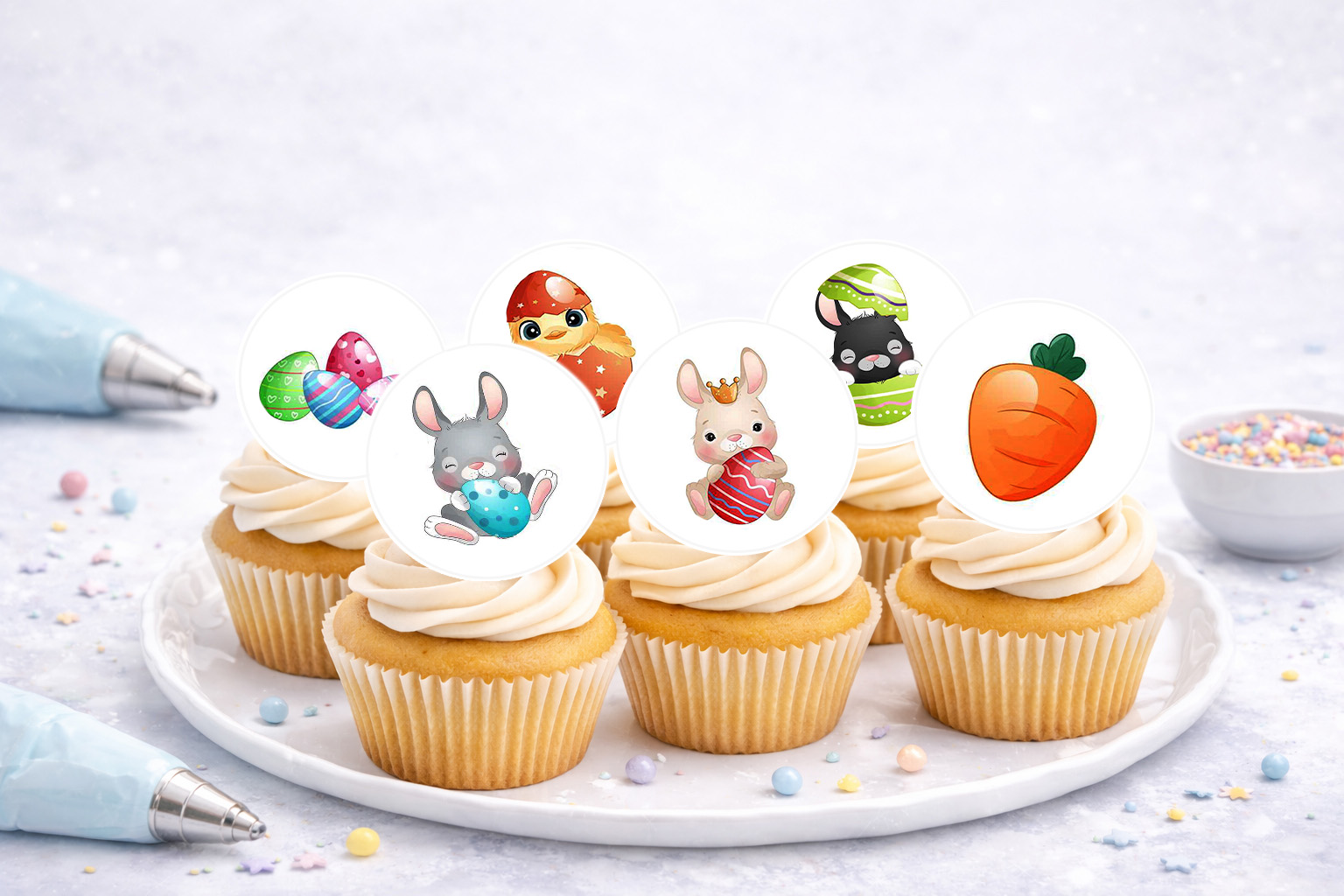 Essbare Muffinaufleger Ostern aus Oblate zum Selbstausschneiden