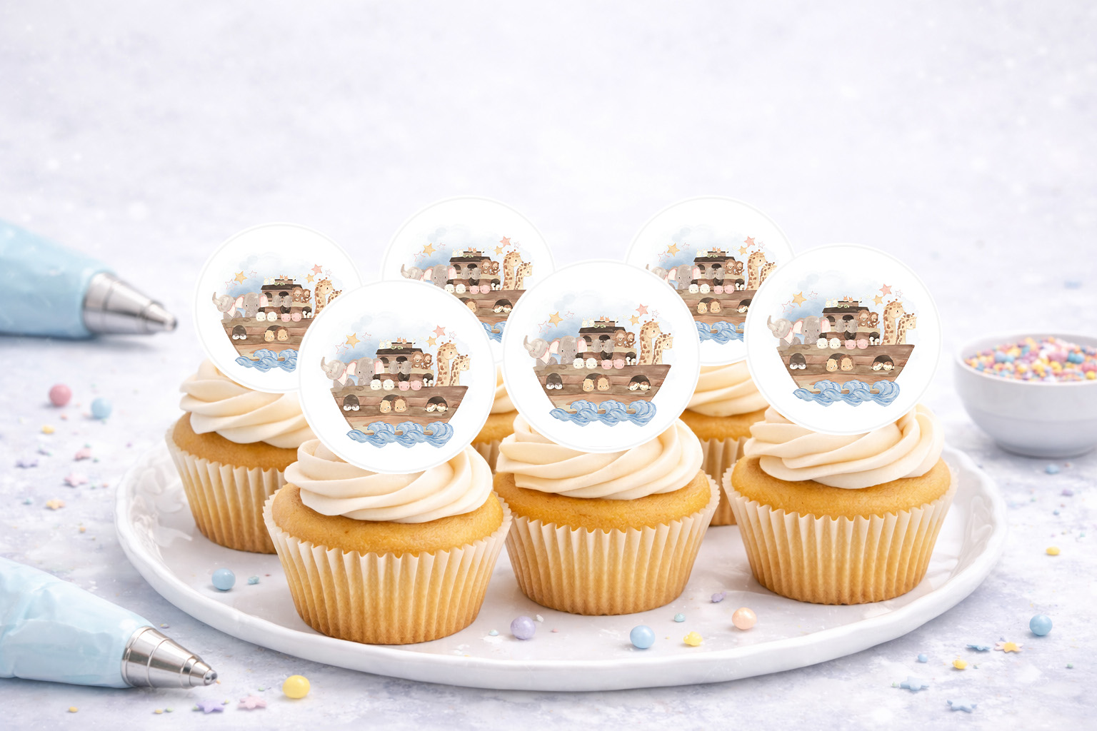 Muffinaufleger Taufe Arche Noha