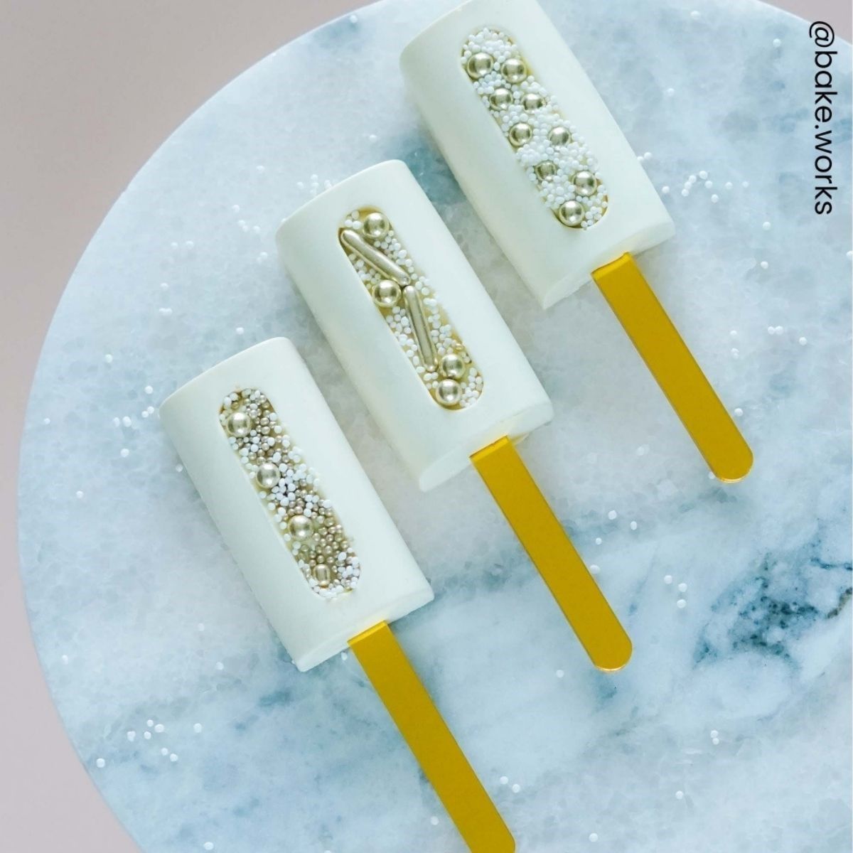  Cakesicle Sticks pk/10 - Verspiegeltes Gold - 76mm