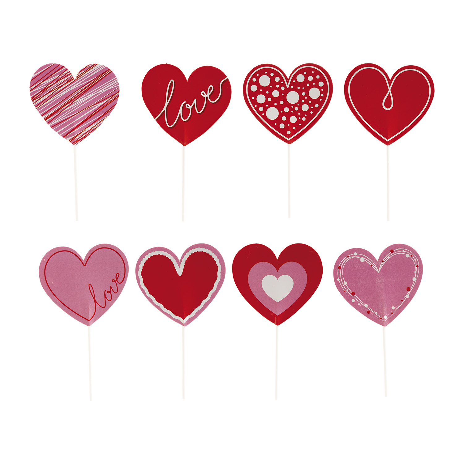 Herz Caketopper 8 Stück – Papier Tortenstecker mit 4 Motiven für Geburtstag, Hochzeit & Valentinstag