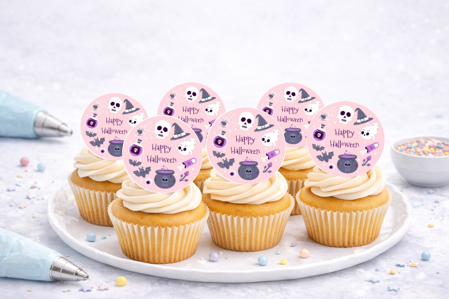 Essbare Muffinaufleger mit Halloween-Motiven für Cupcakes und Muffins