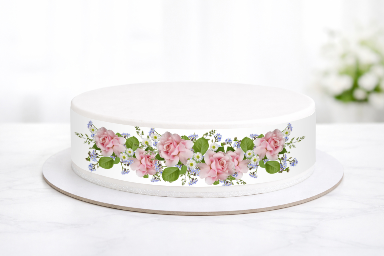 Tortenband rosa Rosen