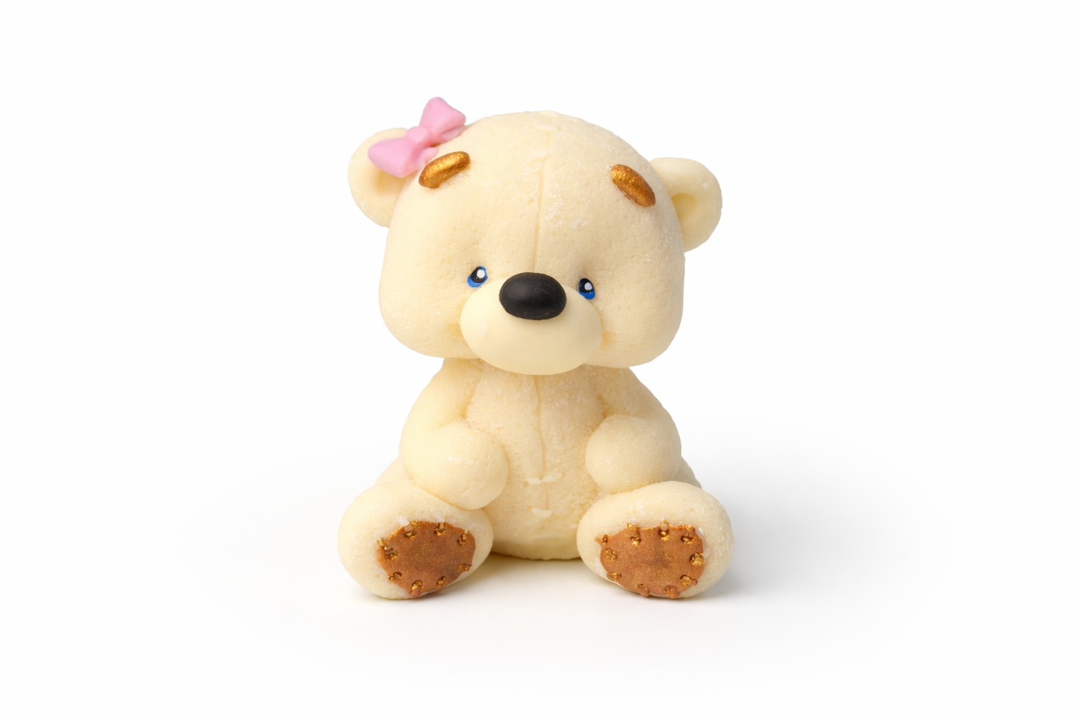 Schokoladenfigur Teddybär mit rosa Schleife