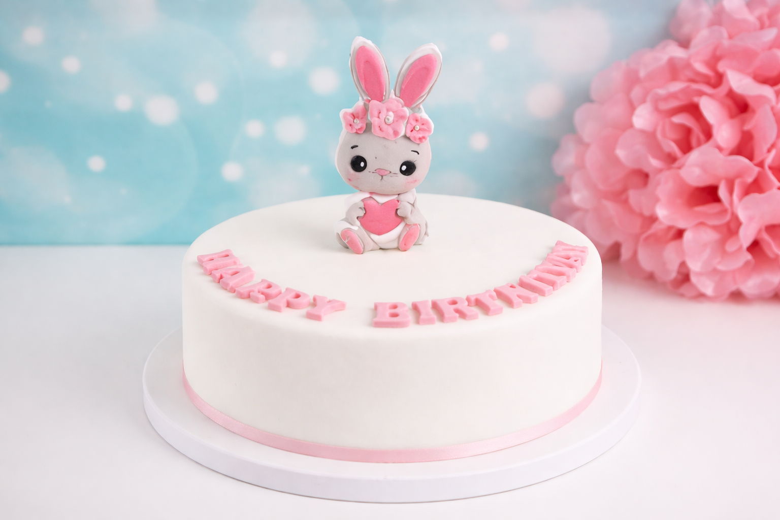 Cake Topper Hase rosa – liebevolle Tortendekoration für Geburtstag & Kinderfeier