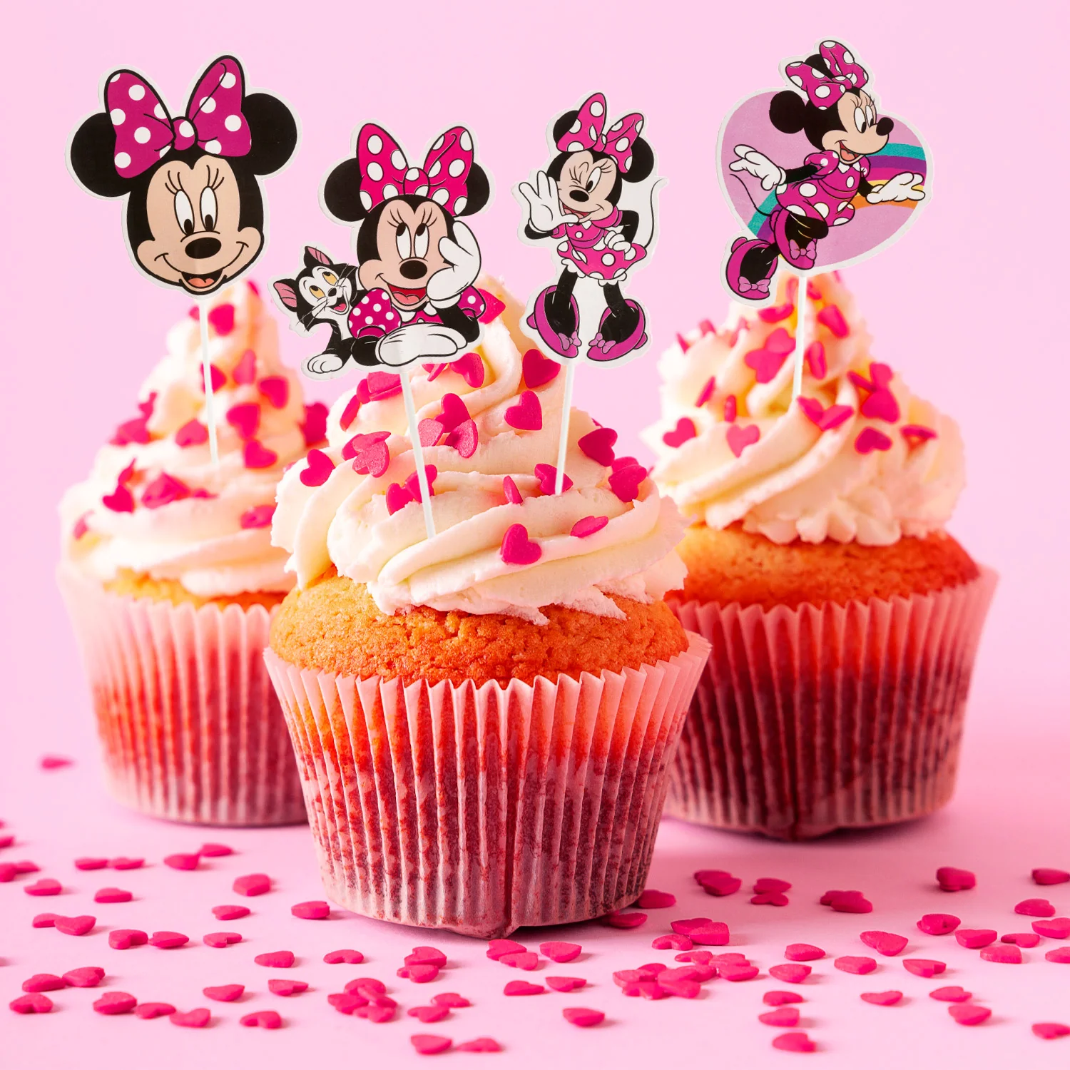 Minnie Mouse Cake Topper aus Papier – 16 Stück, 8 Motive