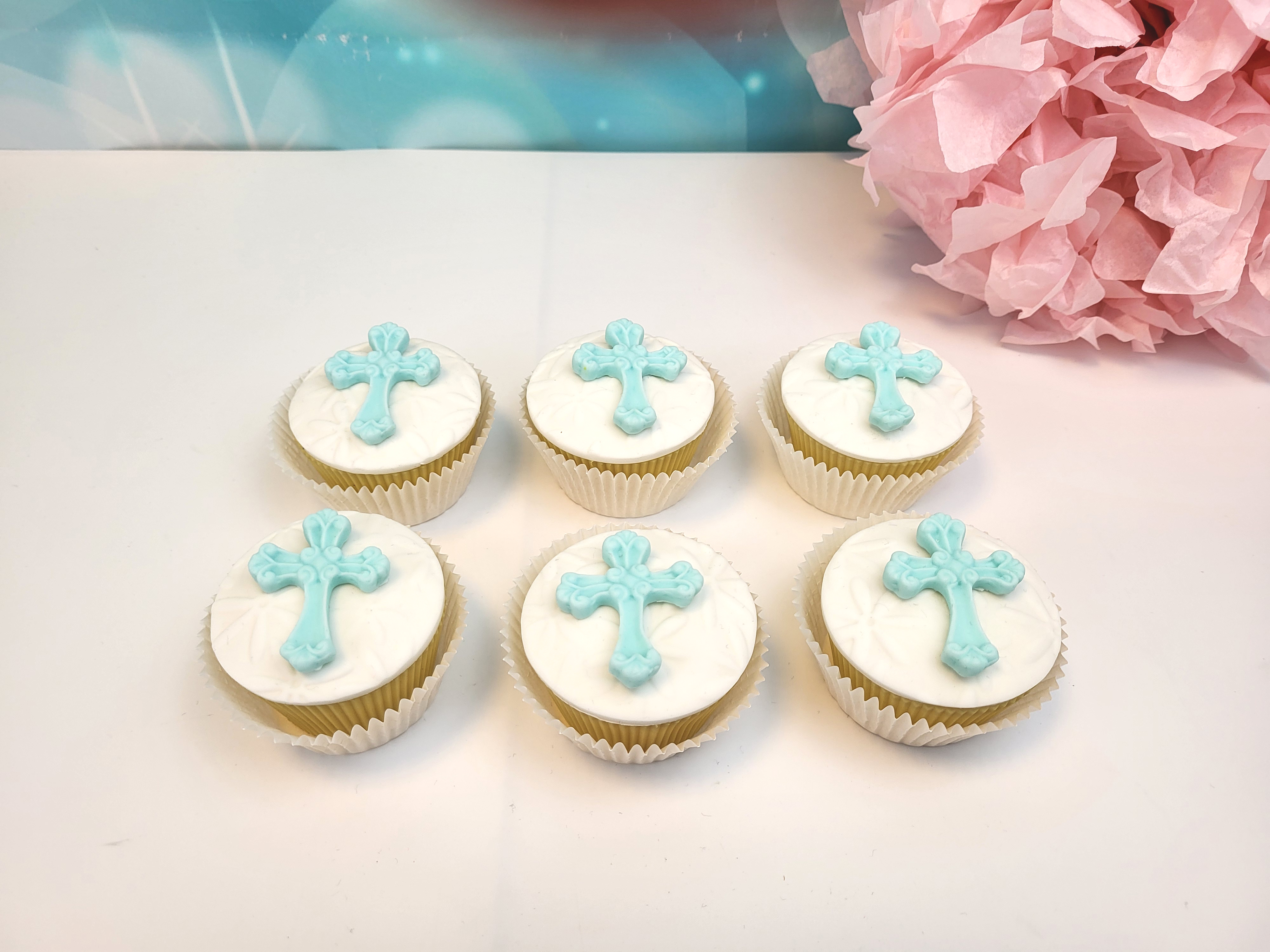 Zuckerdekoration Kreuz  6-teilig in Blau