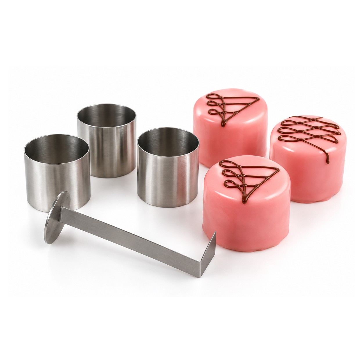 Petit-Fours- & Punschkrapferl-Formen rund mit Stößel – 3er Set, Ø 3,8 cm, Edelstahl