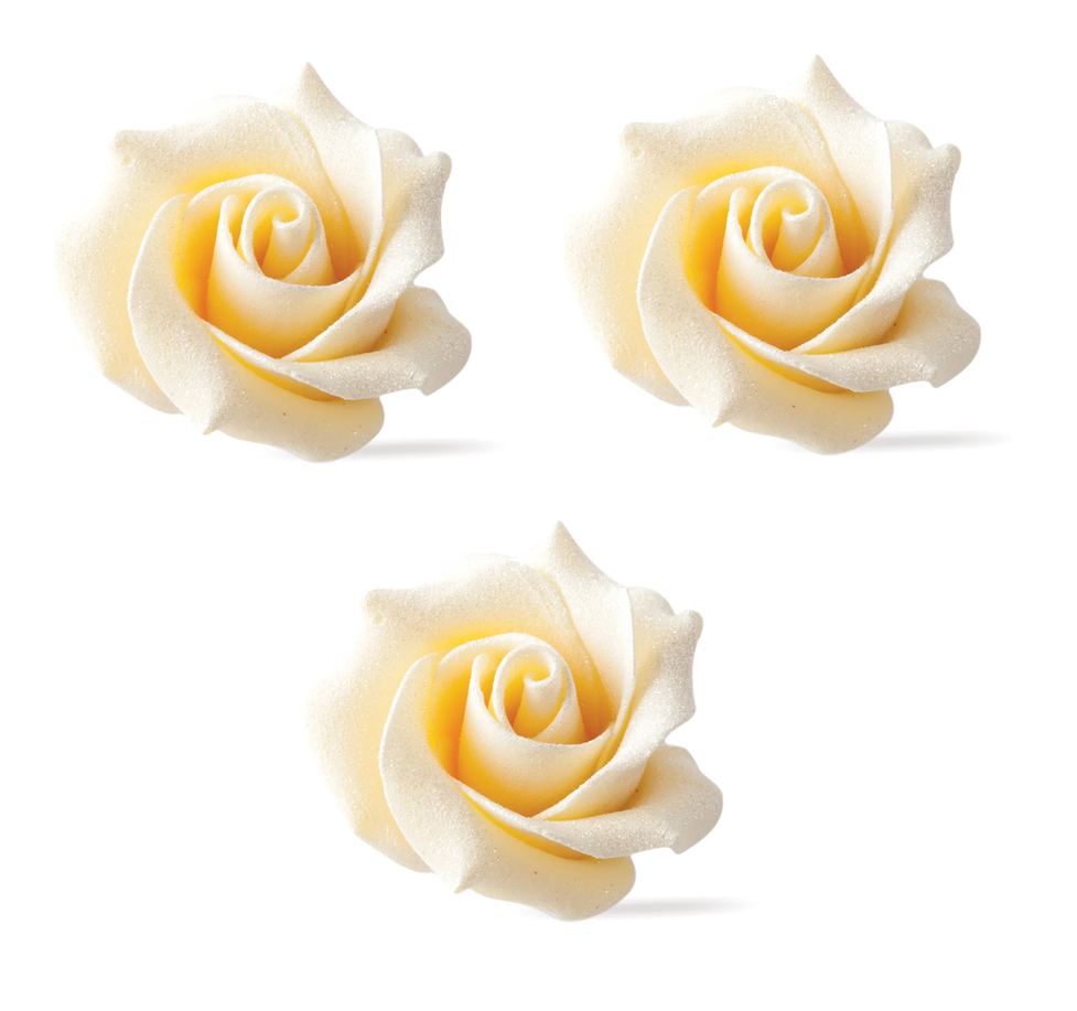 Schokoladekoration Rosen – weiße Schokolade – 3 Stück