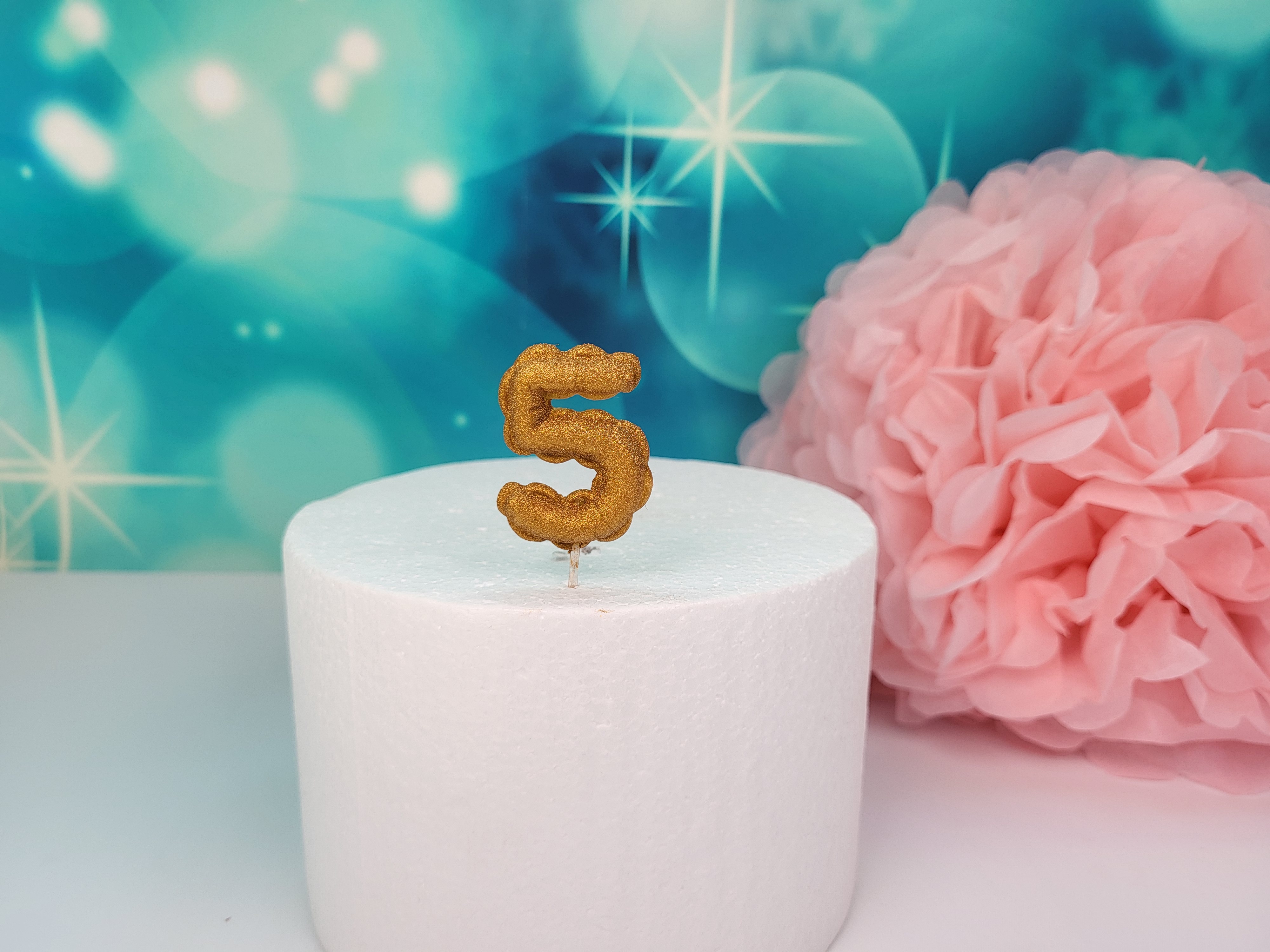 Fondant Zahl  5  - Gold 