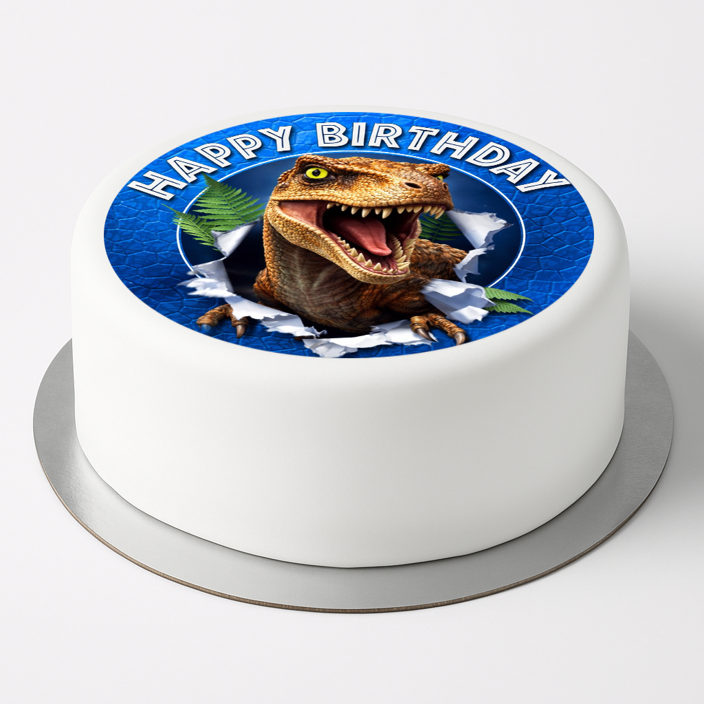 Tortenaufleger „Happy Birthday“ Dinosaurier