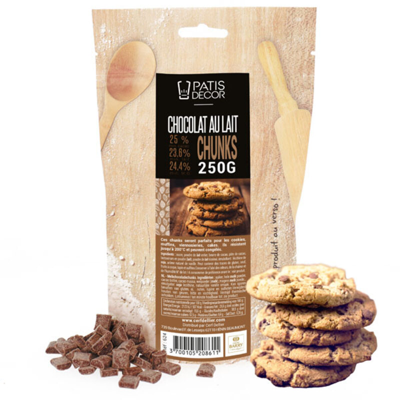 Barry Vollmilch Schoko Chunks 250 g – backfeste Schokoladenstücke | Patisdécor