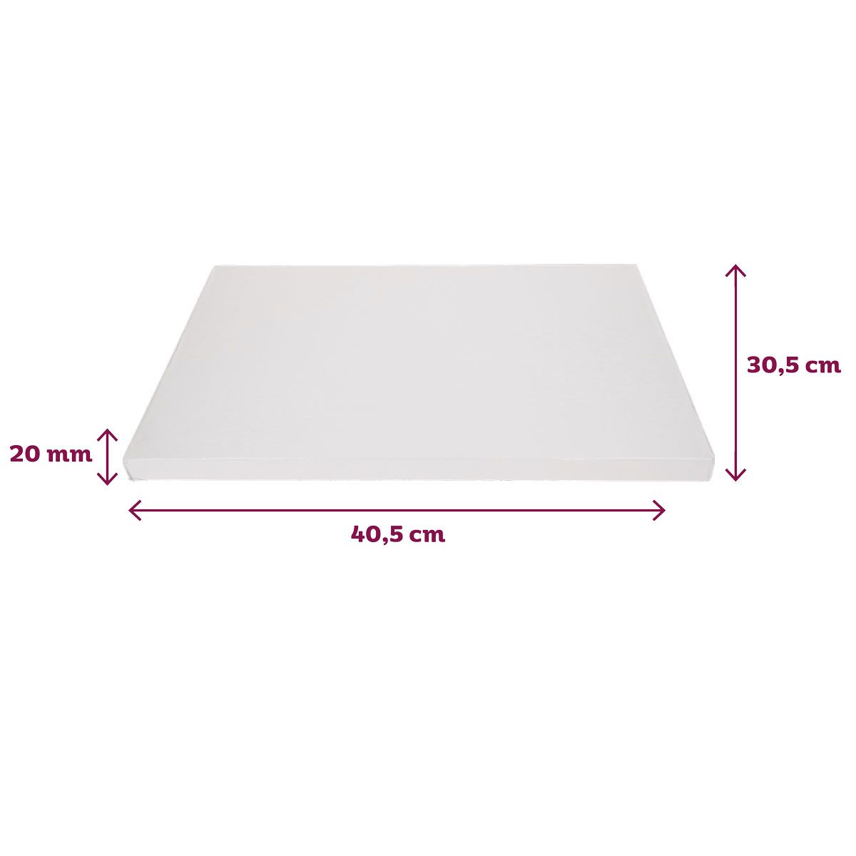 Tortenplatte 40,5 x 30,5 cm Weiß – 20 mm starkes Cake Board für große & schwere Torten