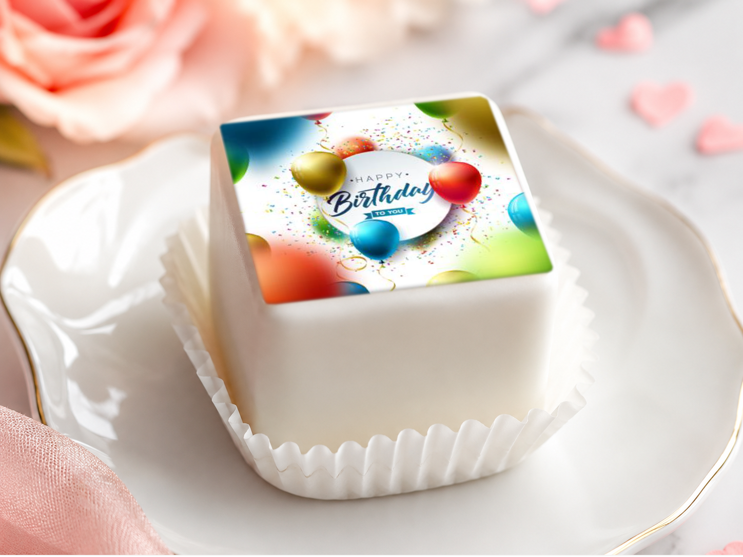 Petit Four Aufleger Geburtstag – 20 Aufleger ca. 4 × 4 cm