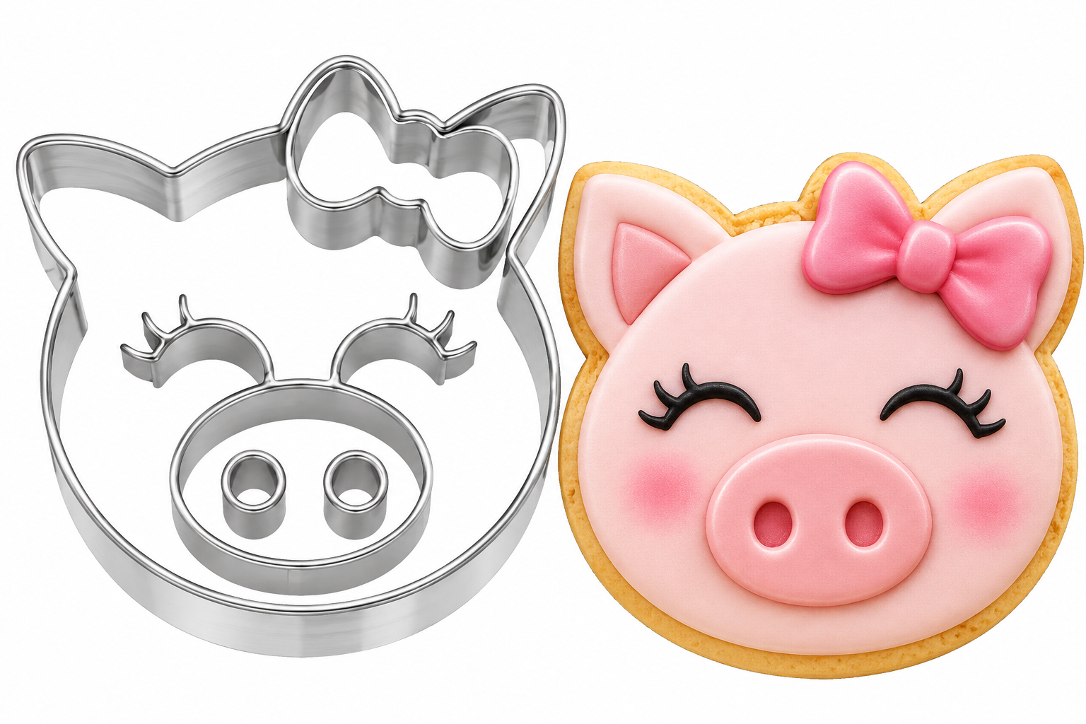 Ausstechform „Schweinchen mit Schleife“ A9
