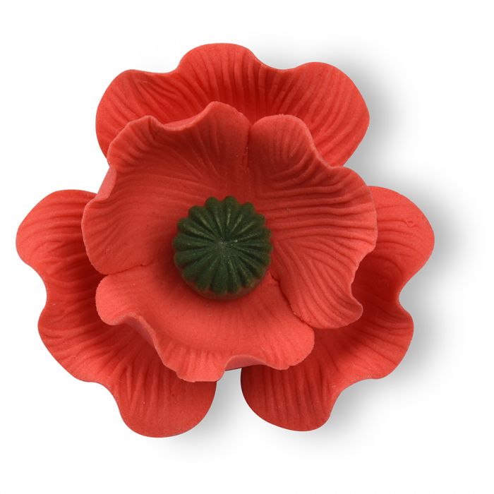 Essbare Zuckerblume Mohn – 1 Stück Papavero für Torten, Cupcakes & elegante Tortendeko