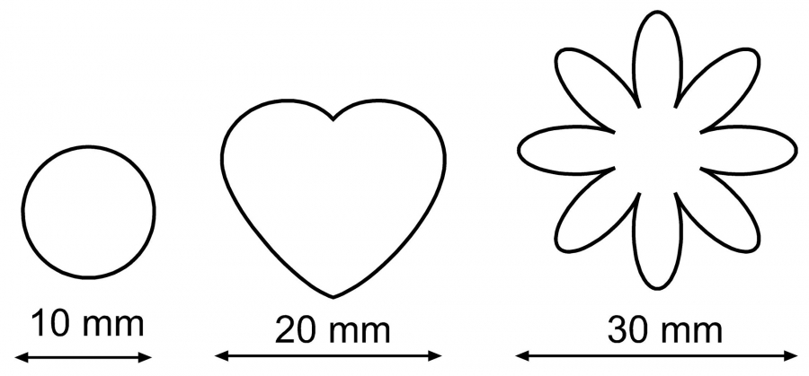 Fondant Ausstecher Blume, Herz, Kreis -Set A