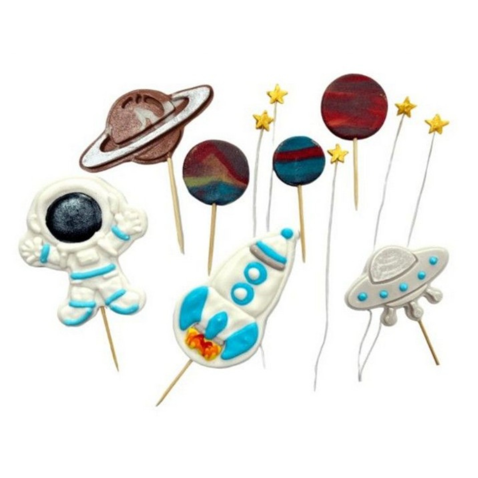 Weltraum Tortendekorationsset aus Zuckermasse