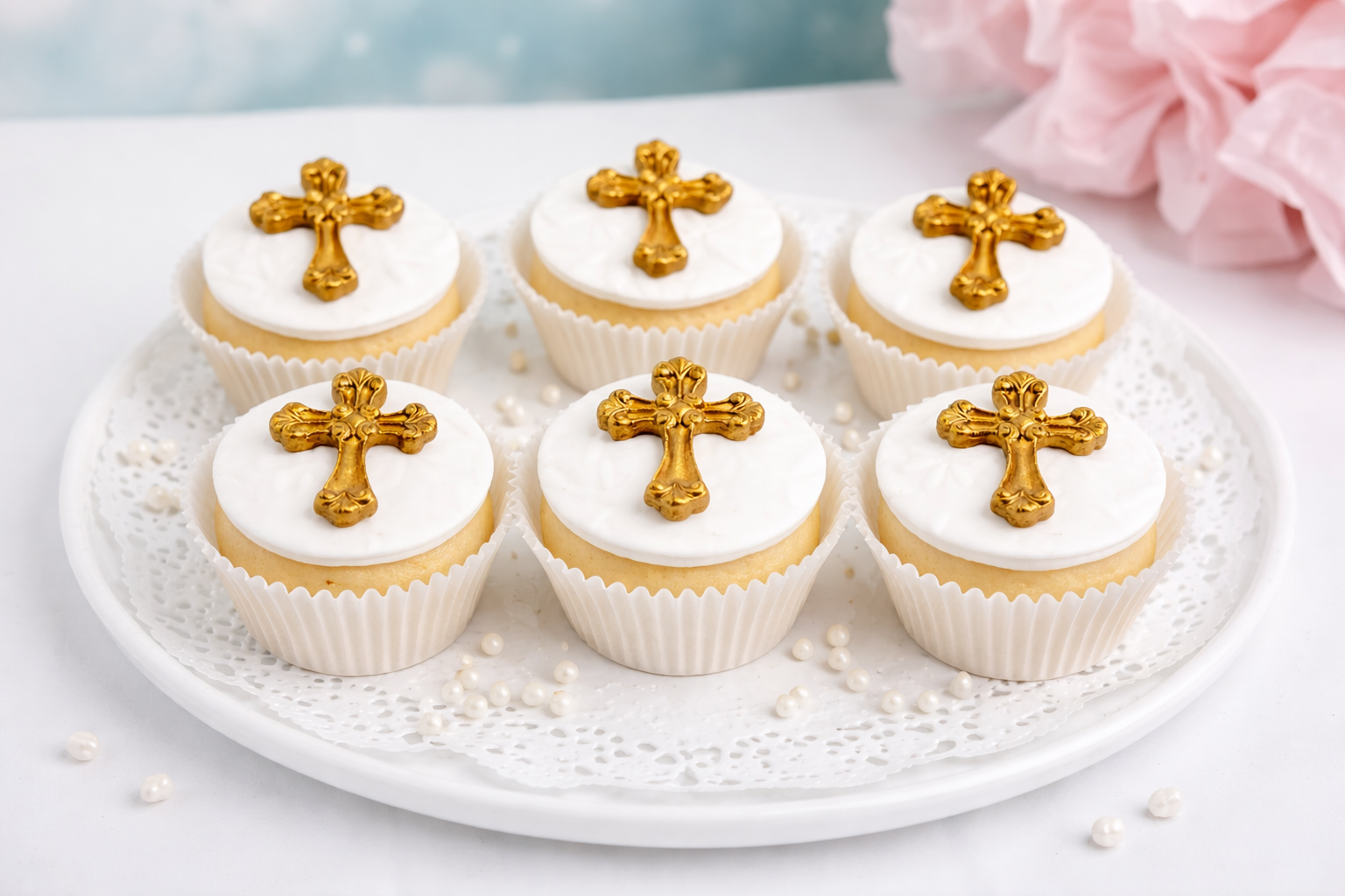 Zuckerdekoration Kreuz  6-teilig in Gold