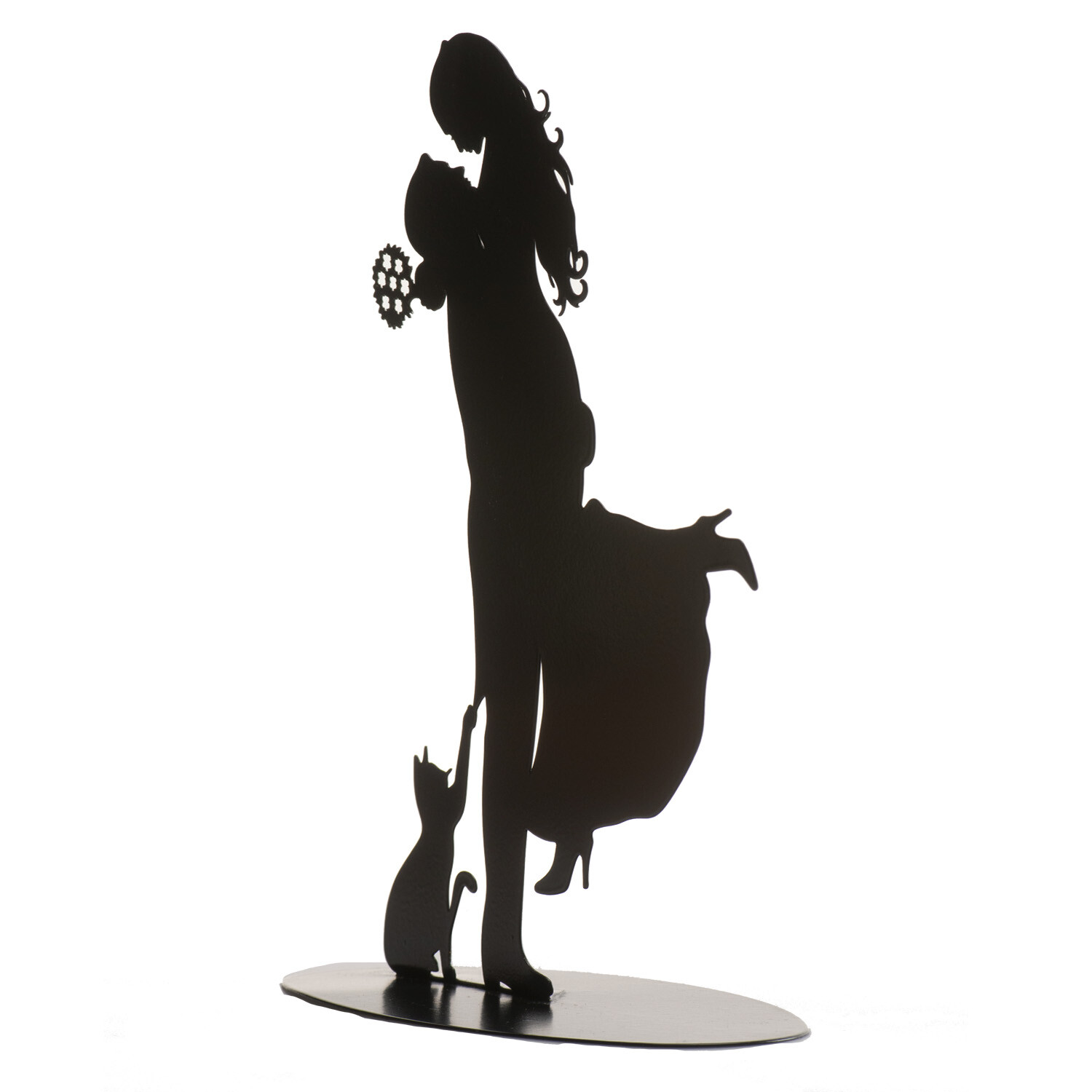 Cake Topper Brautpaar mit Katze – Eleganter Hochzeitstorten-Topper aus Acryl, ca. 19 cm