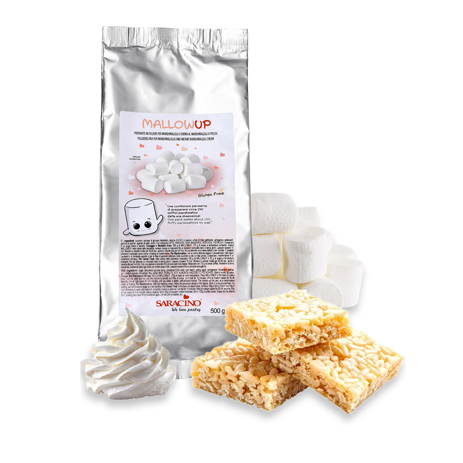 Saracino MallowUp 500 g – Pulvermischung für Marshmallows, Creme & Cereal Treats