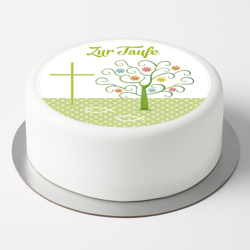 Tortenaufleger "Zur Taufe" grün