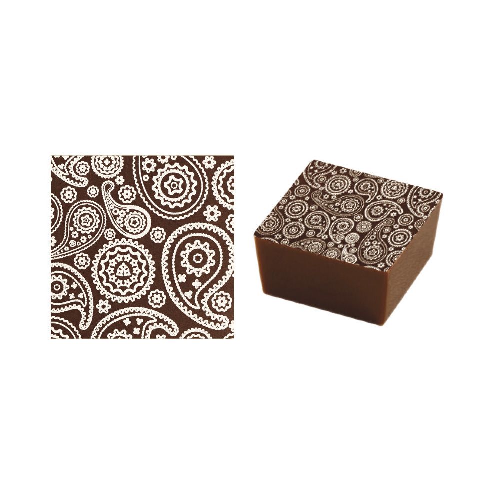 Schokoladen Transfer- Abziehfolie Ornamente weiß