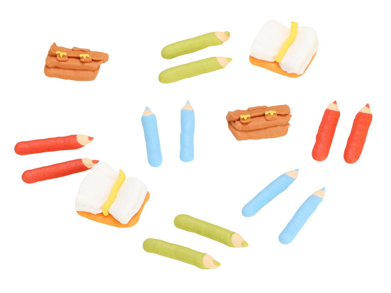 Essbares Zuckerdekor Set Schule 16 Stück mit bunten Schulmotiven als Tortendeko für Einschulung und Schulanfang, ca. 35 mm